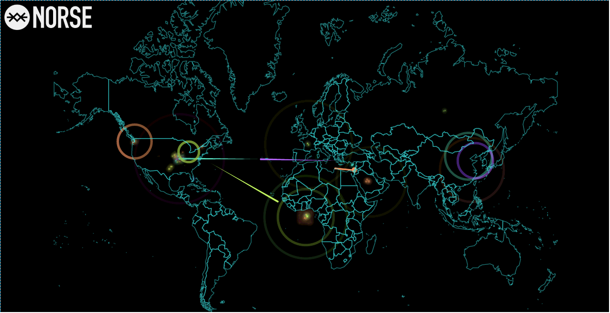 黑客大战的世界地图,中国居然是最大攻击源!_ 图片描述