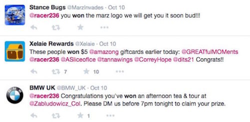 有个歪果仁做了个Twitter转发抽奖程序,结果中奖中到手软!_ 图片描述