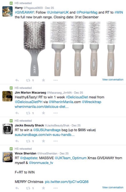 有个歪果仁做了个Twitter转发抽奖程序,结果中奖中到手软!_ 图片描述