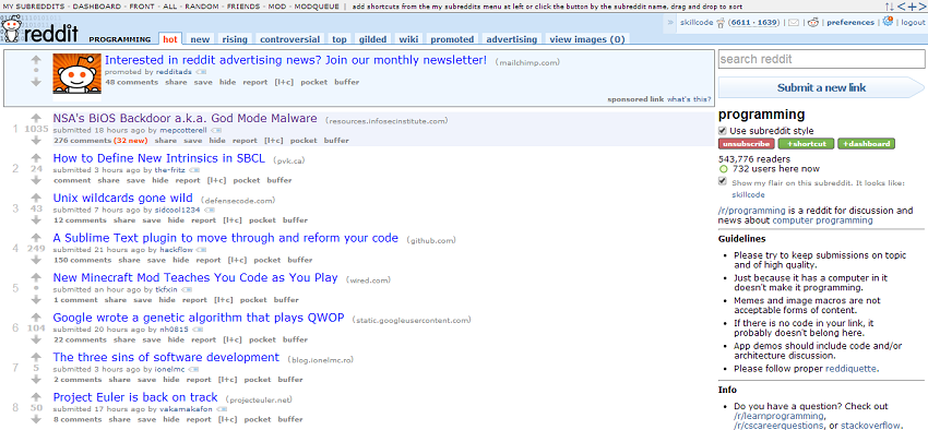 程序员常去的14个顶级开发社区_ Reddit