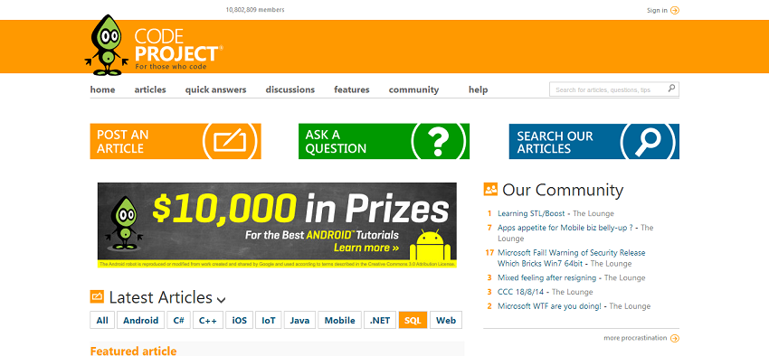 程序员常去的14个顶级开发社区_ CodeProject