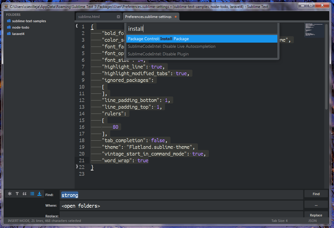 SublimeText3最好的功能、插件和设置_ 图片描述