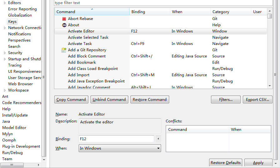 eclipse快捷键大全,快捷键自定义设置_ 图片描述