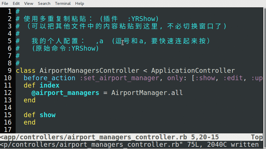 世界上最牛的编辑器:Vim3(原创动图演示所有例子!)_ 图片描述