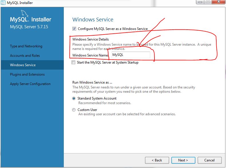 看菜鸟如何更改Windows下MySQL5.7版本的服务名_ 图片描述