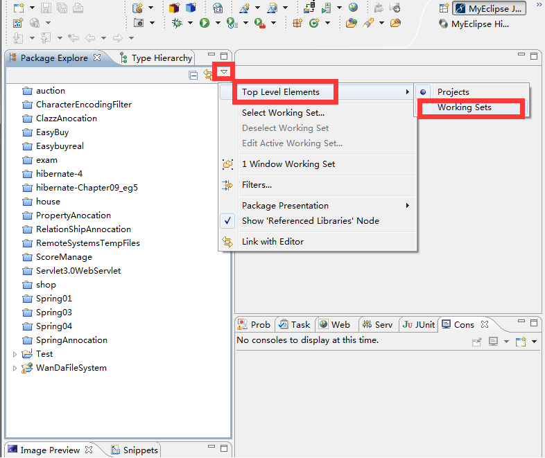 MyEclipse中项目太多,如何分类显示???_ 图片描述