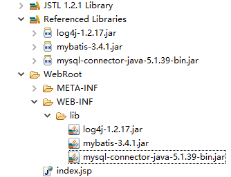 MyBatis学习笔记(一、简单的MyBatis-javaweb项目实例)_ 导入相应的jar包