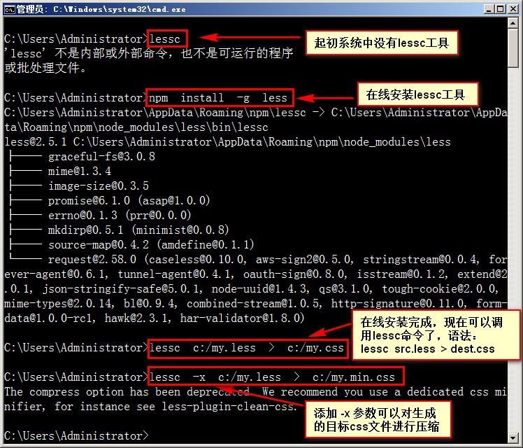 笔记:使用lessc编译less文件_ 图片描述