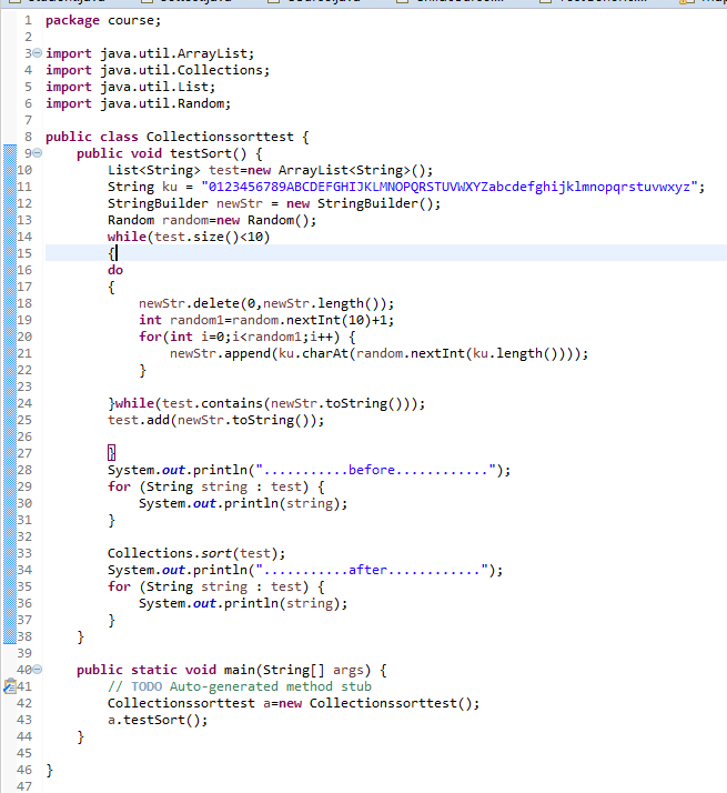 慕课java入门第三季Collectionssort作业:添加十条随机字符串_ 图片描述