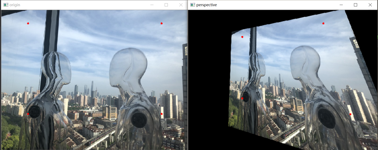 图1.2 基于四个点的透视变换