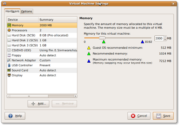 Vmware Virtual Machine Settings Fig.01:Vmware Virtual Machine Settings