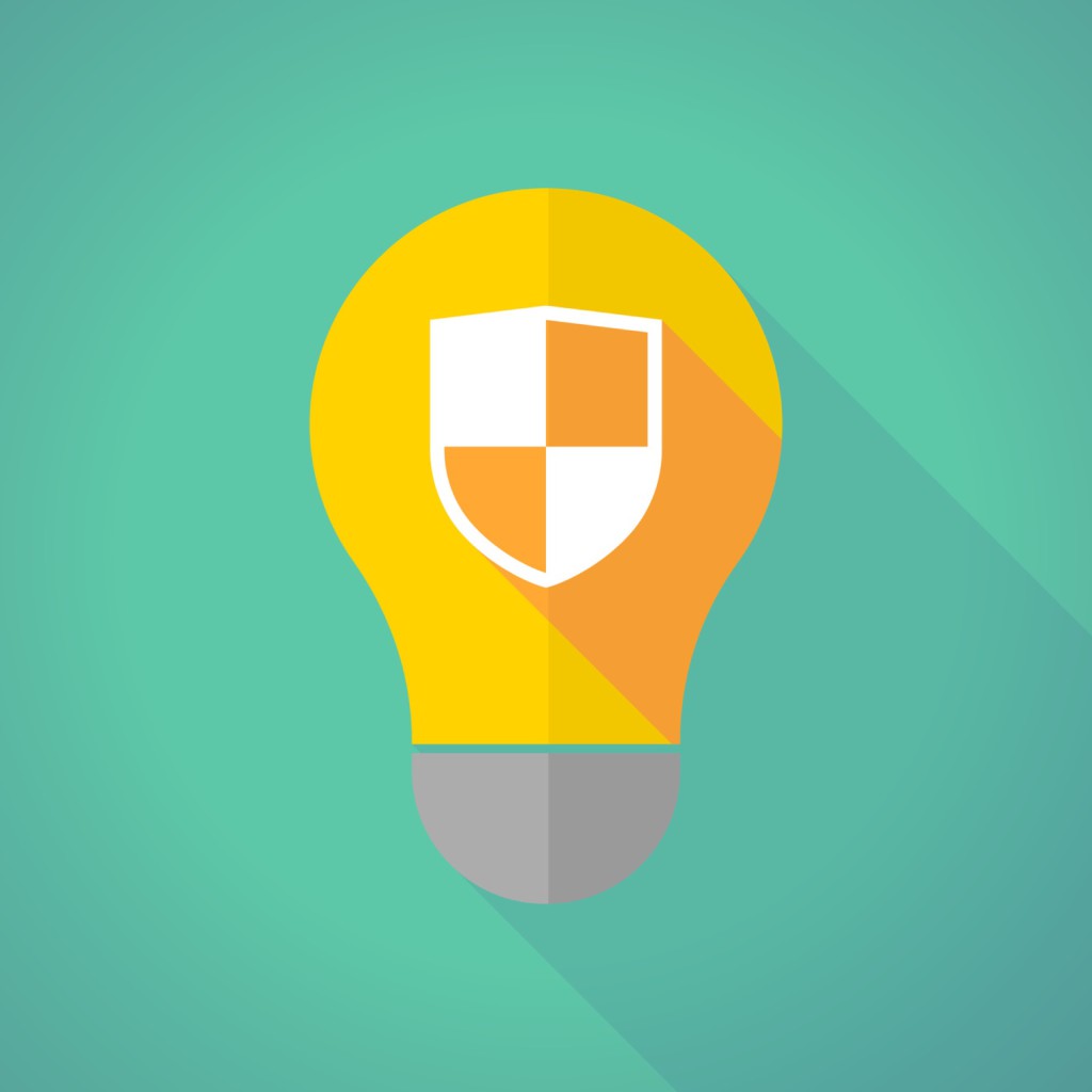 long shadow light bulb with a shield