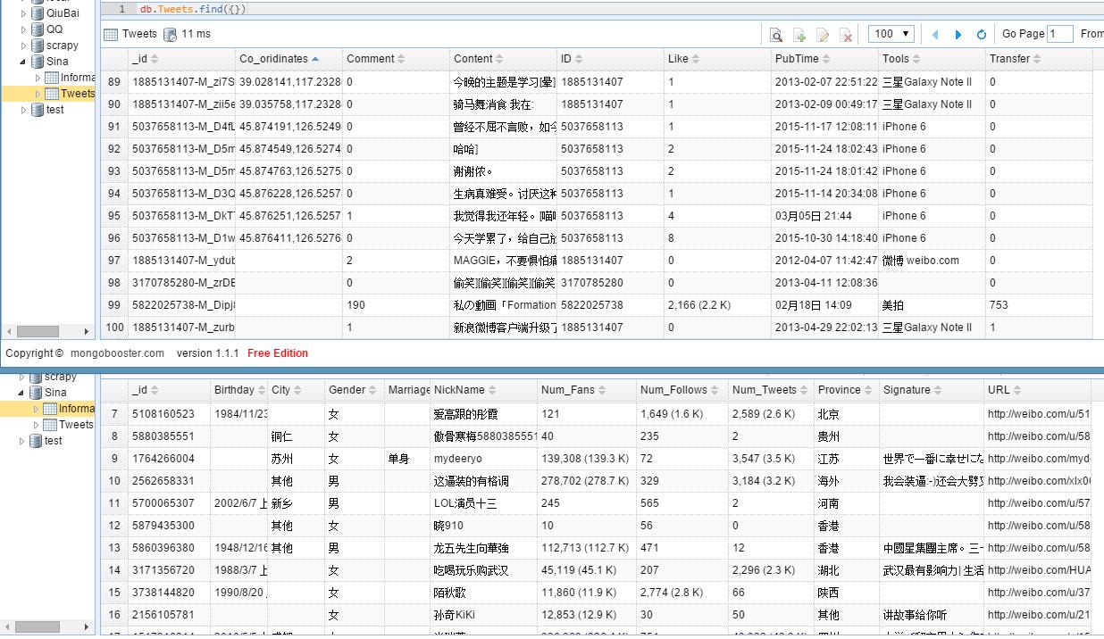 新浪微博爬虫数据