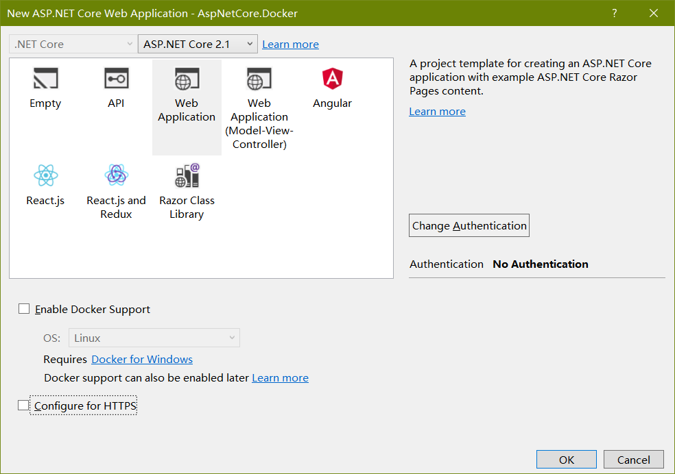 ASP.NETCore2.1使用Docker运行_ 图片描述