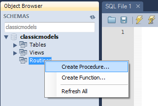Create MySQL Stored Procedure using MySQL Workbench Step 1 create-mysql-stored-procedure-mysql-workbench-step-1