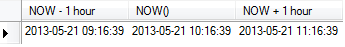 MySQL NOW minus 1 hour, now plus 1 hour
