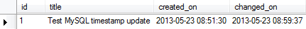 mysql timestamp update