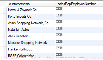 customers with no sales representative customers with no sales representative
