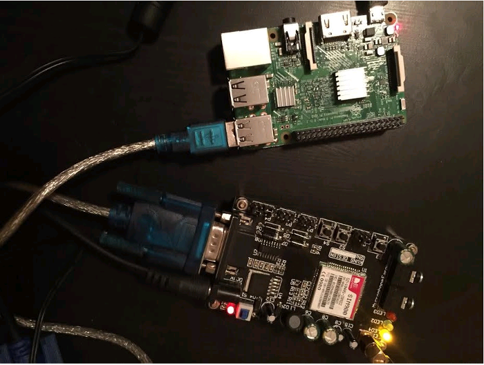 Connecting SIM900 to Raspberry Pi through a USB-to-serial converter cable Connecting SIM900 to Raspberry Pi through a USB-to-serial converter cable
