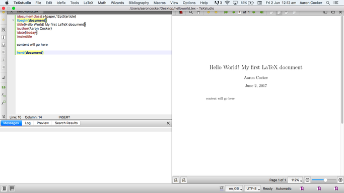 Viewing the LaTeX code as PDF Viewing the LaTeX code as PDF