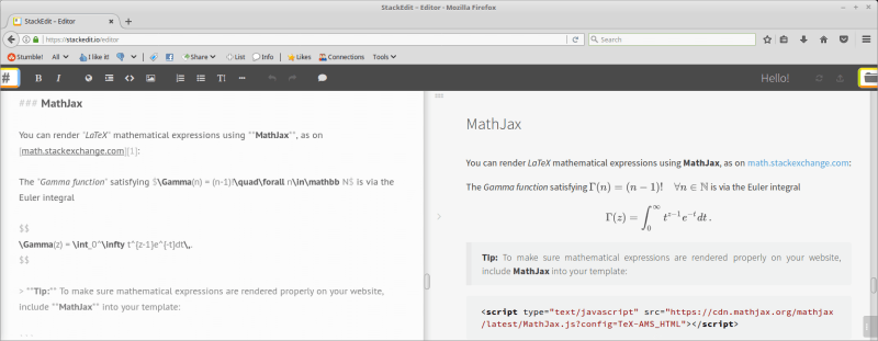 StackEdit - a web based Markdown editor