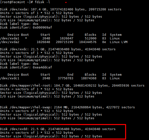 List New Partition Table