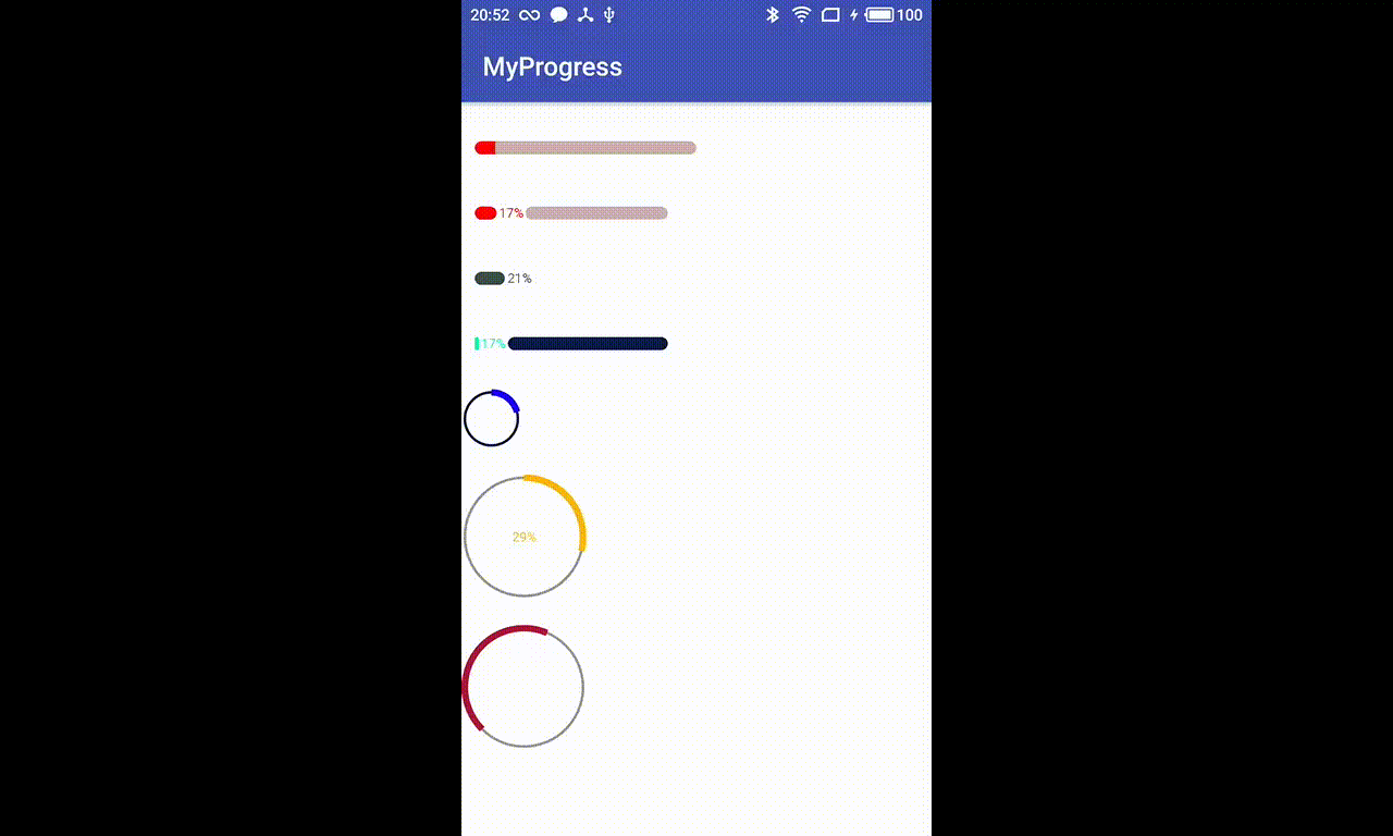 Android自定义带百分比的水平和圆形进度条