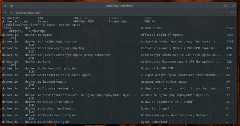 图 3:Docker Hub 上找到的各种 NGINX 镜像。 图 3:Docker Hub 上找到的各种 NGINX 镜像。