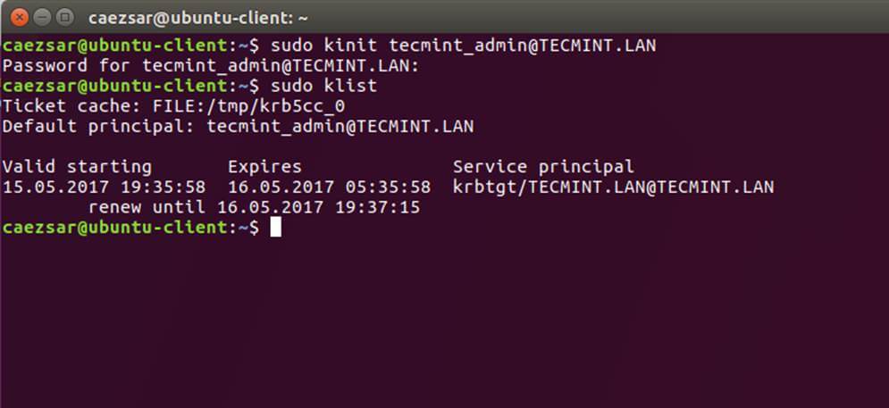 检验 Kerberos 认证 检验 Kerberos 认证
