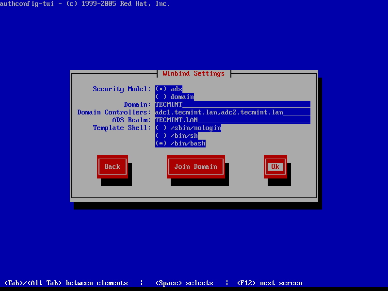 确认 Winbind 设置 确认 Winbind 设置