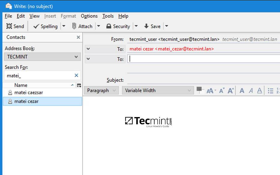 在 Thunderbird 发送邮件