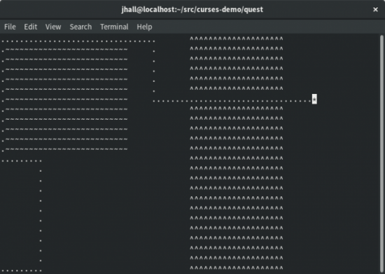 图 3. 玩家可以在游戏区域四处移动，例如湖周围和山的通道