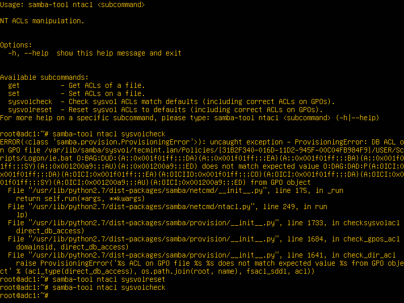 修复 SysVol ACL 权限问题