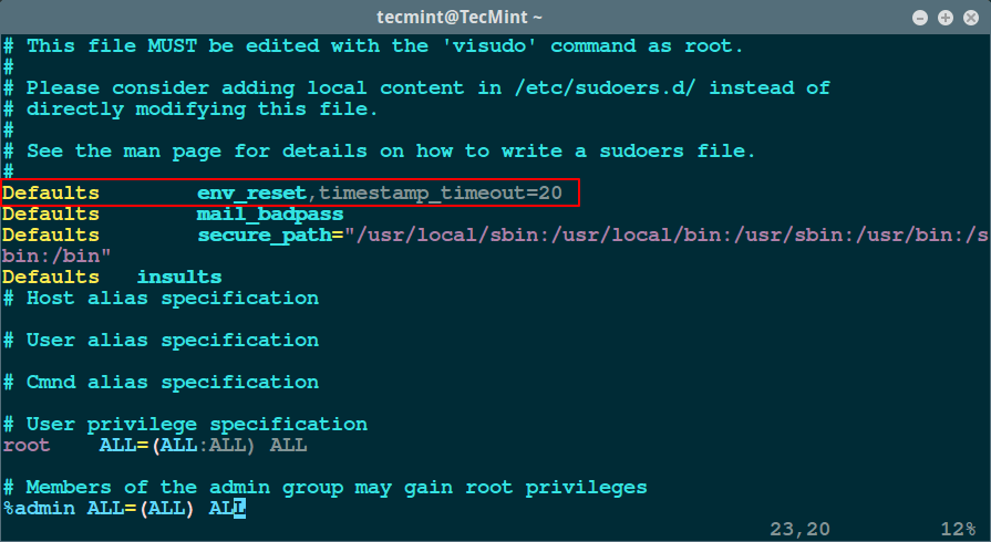 改变 sudo 密码超时 改变 sudo 密码超时