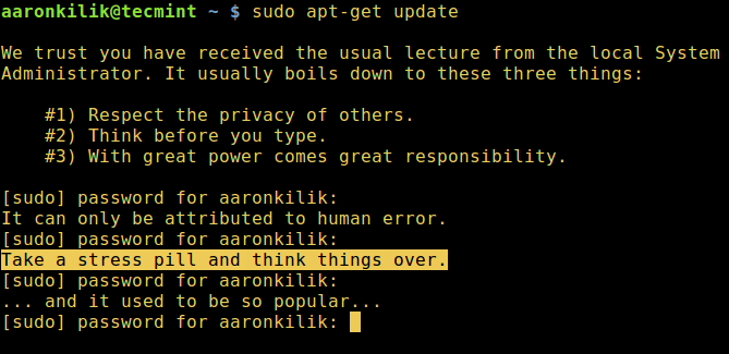 在输错密码时让 sudo 羞辱用户 在输错密码时让 sudo 羞辱用户