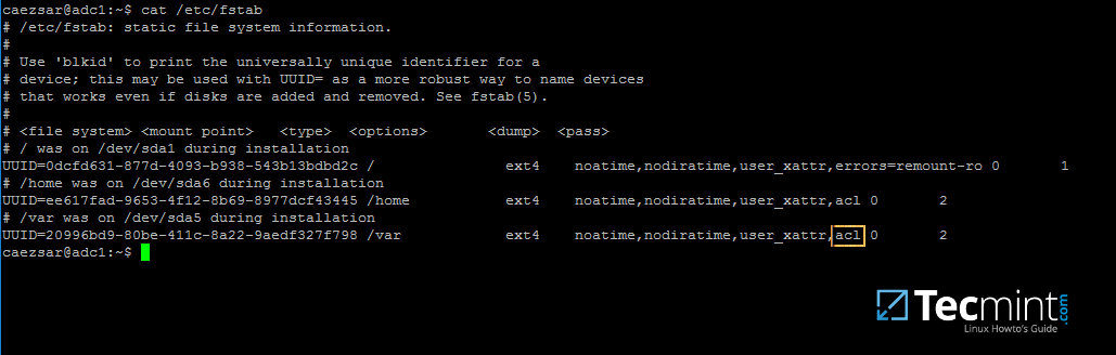 启动 Linux 文件系统的 ACL 功能 启动 Linux 文件系统的 ACL 功能