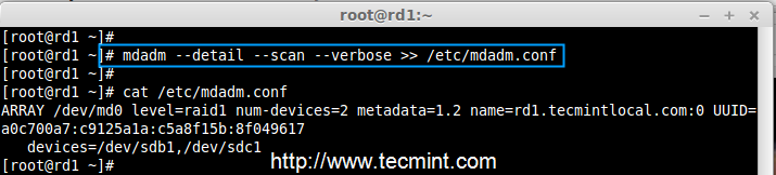 保存 Raid 的配置 保存 Raid 的配置