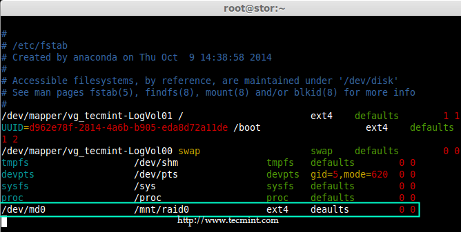 添加设备到 fstab 文件中 添加设备到 fstab 文件中