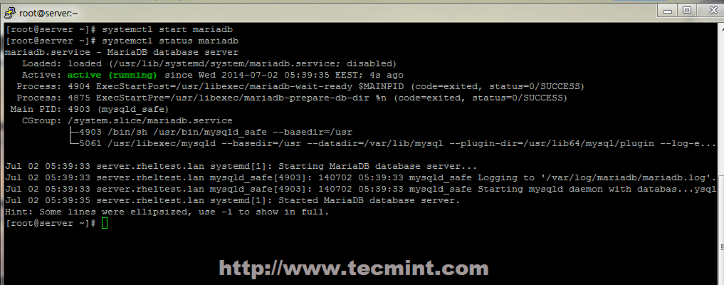 启动 MariaDB 数据库 启动 MariaDB 数据库