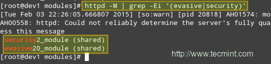 检查mod_security + mod_evasive模块已加载 检查mod_security + mod_evasive模块已加载