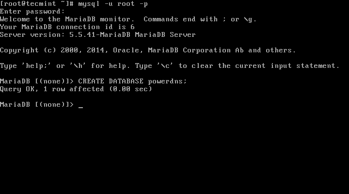 创建PowerDNS数据库 创建PowerDNS数据库