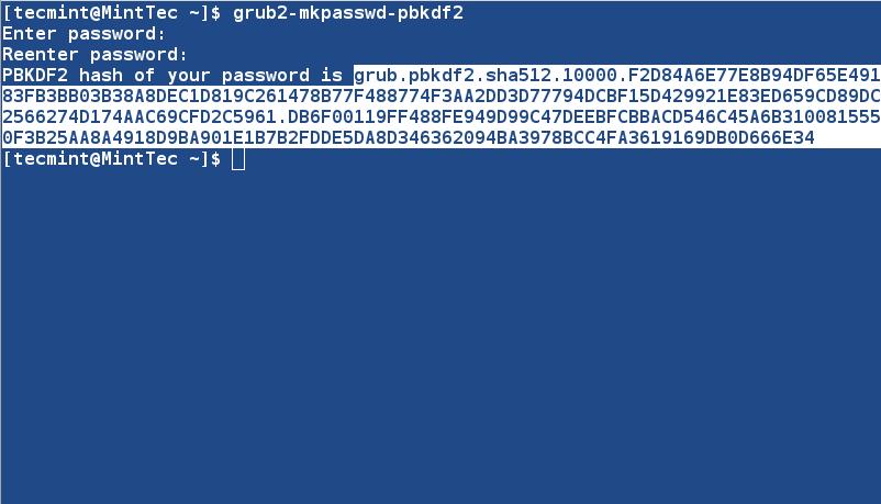 生成加密的 Grub 密码 生成加密的 Grub 密码