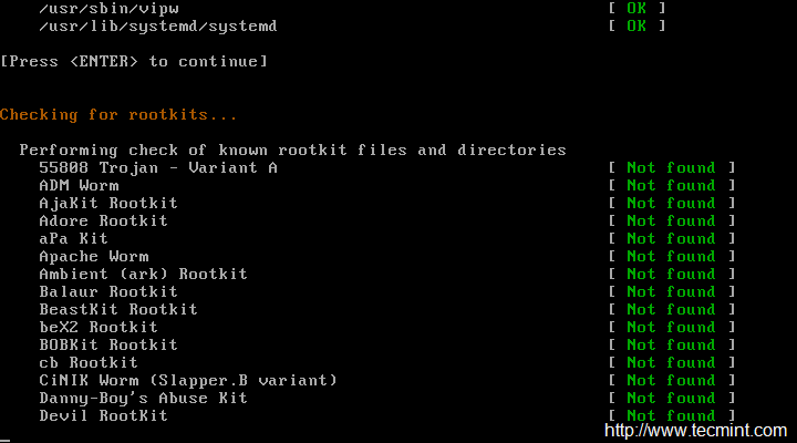 RootKit 扫描结果 RootKit 扫描结果