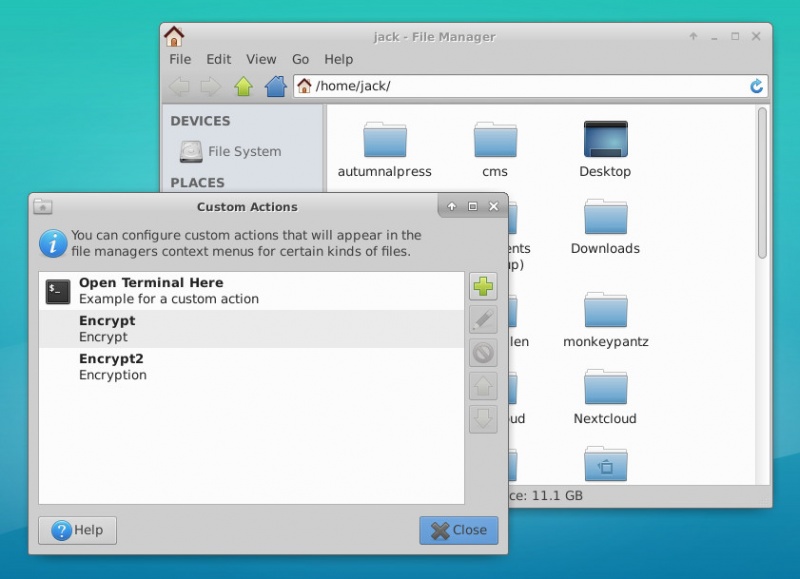 图5:在Thunar中创建自定义操作。 图5:在Thunar中创建自定义操作。