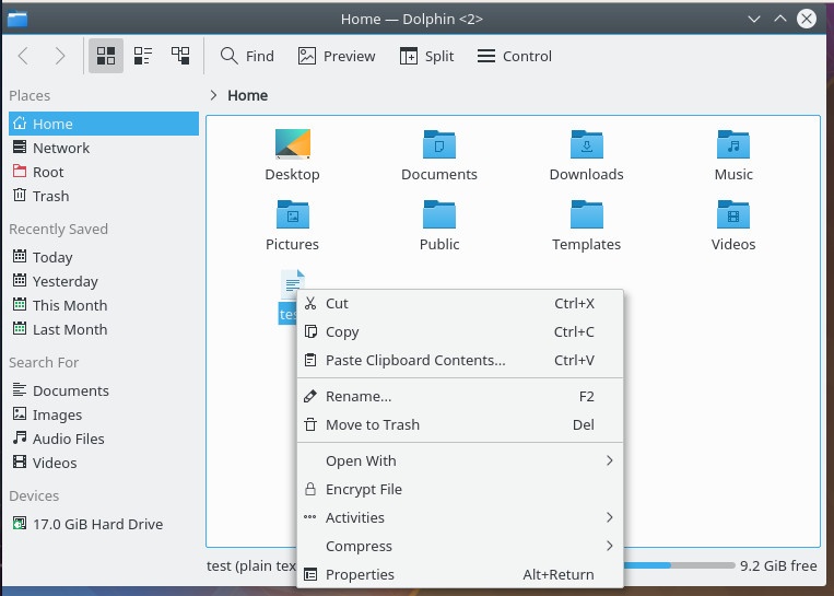 图3:在 Dolphin 中加密文件。 图3:在 Dolphin 中加密文件。