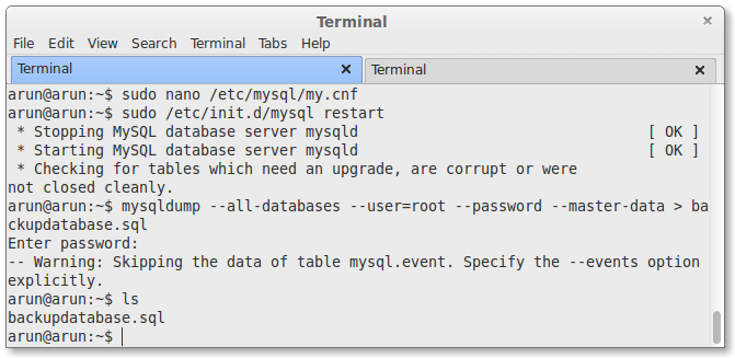 dumping databases dumping databases