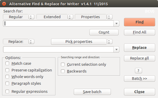 Alternative Find&Replace add-on