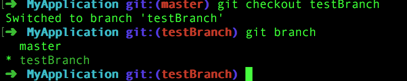 切换当前分支到testBranch
