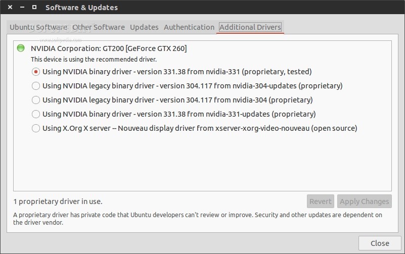 Software & Updates drivers