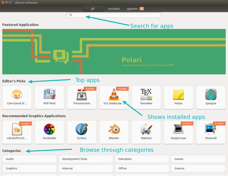Installing software in Ubuntu using Ubuntu Software Center